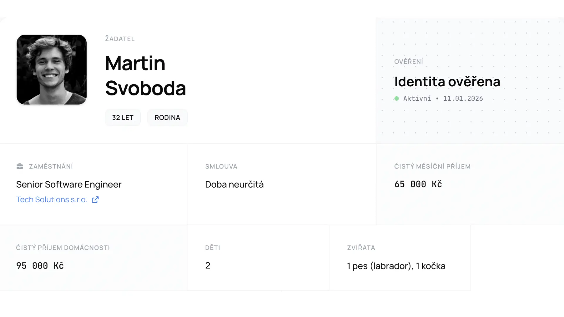 Ukázka profilu nájemce